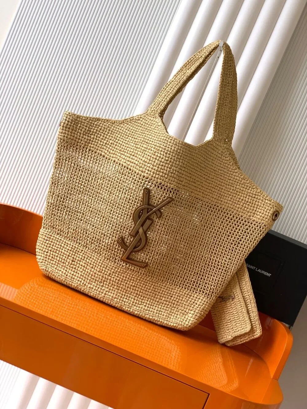 Saint Laurent Icare Raffia Maxi Shopping Bag
